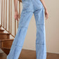 High Waist Straight Jeans with Pockets