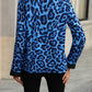 Leopard Notched Long Sleeve Blouse