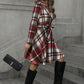 Plaid Tie Waist Long Sleeve Outerwear