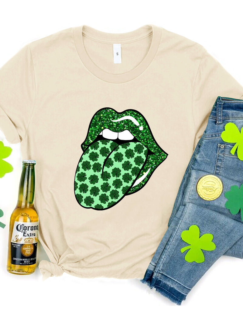 Saint Patrick's Day Round Neck T-Shirt Light Yellow