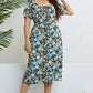 Plus Size Floral Short Sleeve Slit Dress