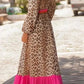 Leopard V-Neck Long Sleeve Maxi Dress