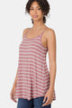 Zenana Striped Curved Hem Cami LT ROSE IVORY