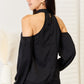 Perfee Grecian Cold Shoulder Long Sleeve Blouse