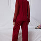 Spliced Lace Lapel Collar Pajama Set