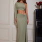 Single Shoulder Top and Split Skirt Set