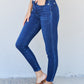 Judy Blue Marie Full Size Mid Rise Crinkle Ankle Detail Skinny Jeans