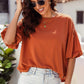 Puff Sleeve Curved Hem Blouse