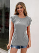 Ivy Lane Ruffled Round Neck Cap Sleeve T-Shirt Gray
