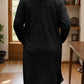 Full Size One Button Long Sleeve Longline Plush Coat