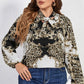 Honey Melo Apparel Plus Size Printed Tie Neck Long Sleeve Blouse