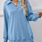 Collared Neck Dropped Shoulder Sweatshirt