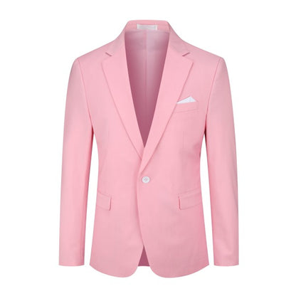 Mens Solid Color Single Vent 1 Button Blazer pink M