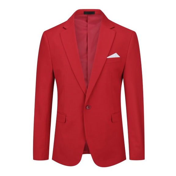 Mens Solid Color Single Vent 1 Button Blazer
