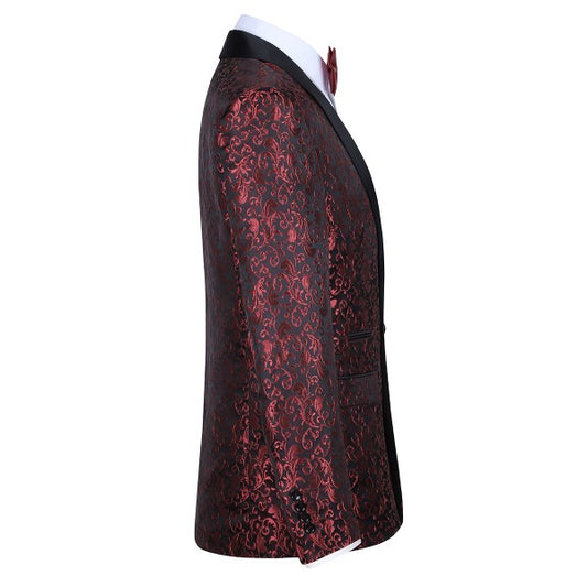 Mens Floral Embroidered 1 Button Tuxedo Jacket