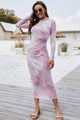 Tie Dye Mock Neck Long Sleeve Dress Blush Pink