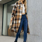 Plaid Pocketed Button Up Trench Coat