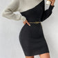 Contrast Turtleneck Sweater Dress