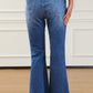 Elastic Waist Bootcut Jeans with Pockets