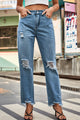 Distressed Buttoned Loose Fit Jeans Medium