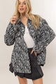 HYFVE Zebra Print Snap Down Long Sleeve Shacket Black