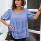 Plus Size Square Neck Half Sleeve Blouse