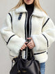 Zip Up Long Sleeve Sherpa Jacket White