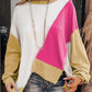 Exposed Seam Patchwork Round Neck Sweatshirt