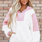 Color Block Half Zip Long Sleeve Hoodie