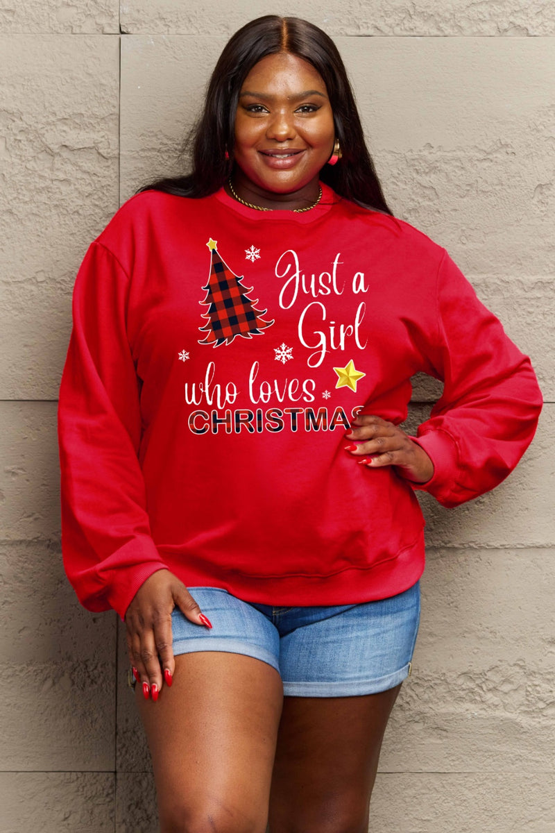 Simply Love Full Size Graphic Sweatshirt Red