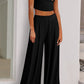 Scoop Neck Top and Wide Leg Pants Set