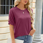 Round Neck Buttoned Short Sleeve T-Shirt