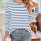 Lovelet Striped Round Neck Long Sleeve T-Shirt