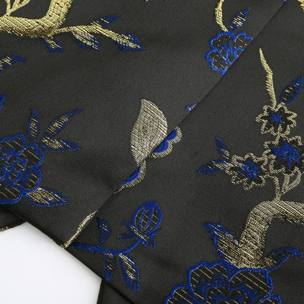 Mens One Button Notched Lapel Embroidered Blazer