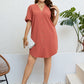 Plus Size Buttoned Notched Neck Shift Dress