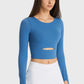 Cutout Long Sleeve Cropped Sports Top