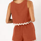 Contrast Trim Round Neck Top and Shorts Set