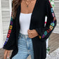 Embroidered Open Front Long Sleeve Cardigan