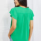 Sew In Love Just For You Full Size Short Ruffled Sleeve length Top in Green