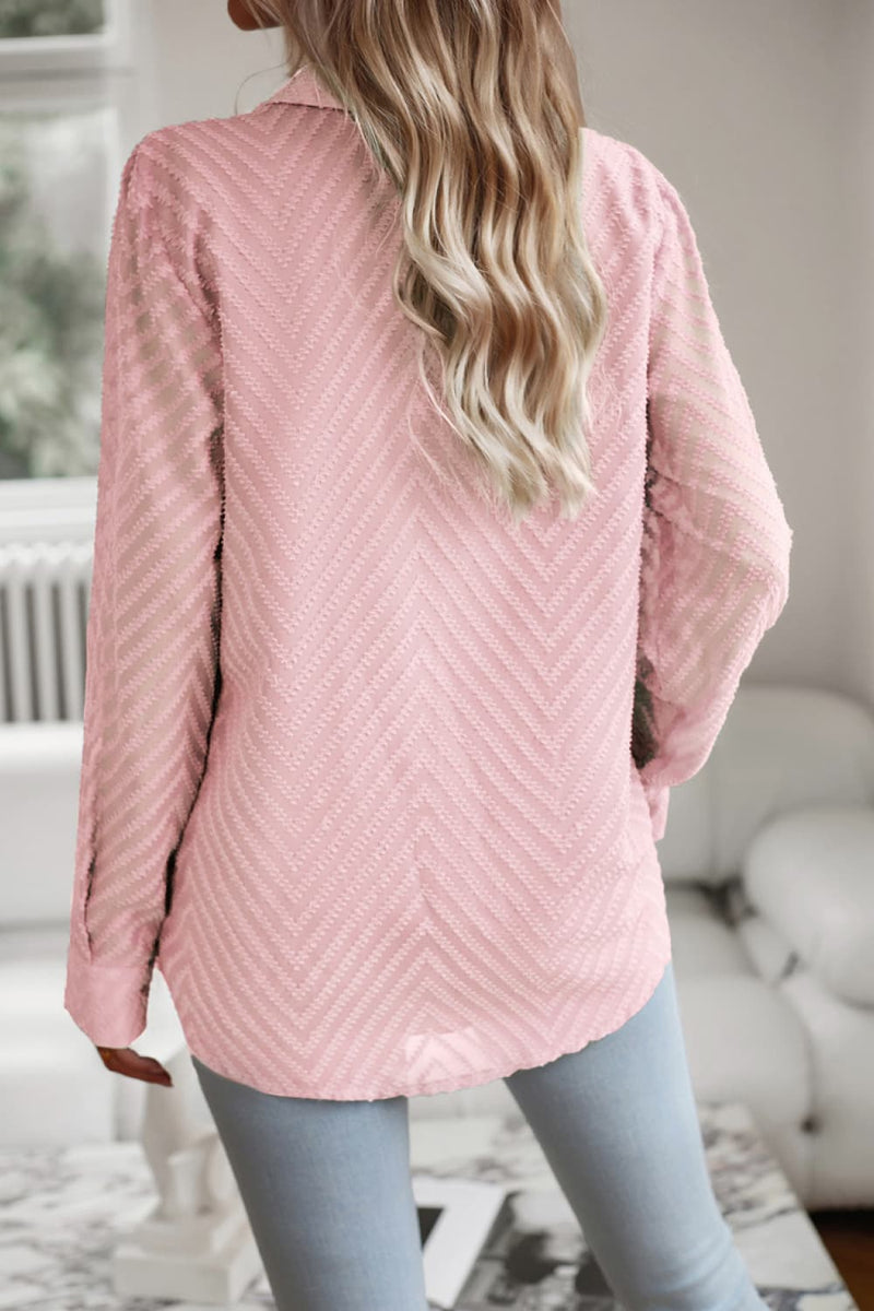 Devine Collared Neck Long Sleeve Pocketed Shirt