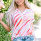 Color Block V-Neck Half Sleeve Blouse