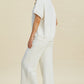 Double Take Full Size Pearl Detail Round Neck Top and Pants Set