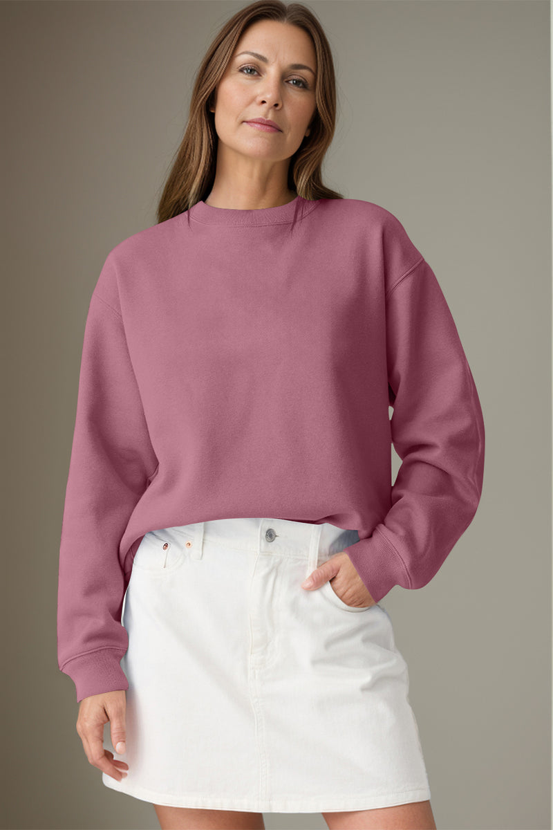 Round Neck Long Sleeve Sweatshirt Dusty Pink