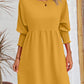 Round Neck Lantern Sleeve Mini Dress