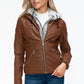 YMI Faux Layered Double-Zipper Jacket with Fuzzy Hood