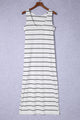 Striped Slit Sleeveless Maxi Dress White