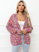 Angel Wings Button Up Dropped Shoulder Cardigan Multicolor
