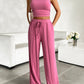 Mock Neck Sleeveless Top and Drawstring Pants Set