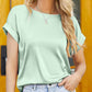 Boat Neck Short Sleeve Blouse