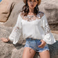 Lace Round Neck Long Sleeve Blouse